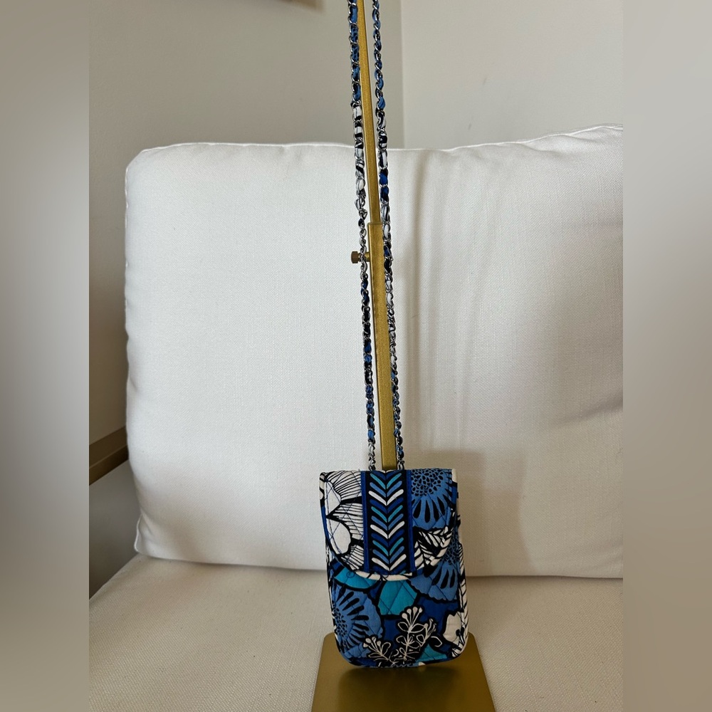 Vera Bradley Blue Bayou Cellphone Crossbody with Metal Braided Crossbody Strap